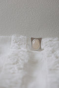The Pavilion White – Geometric Sterling Silver Ring with Oval White Stone