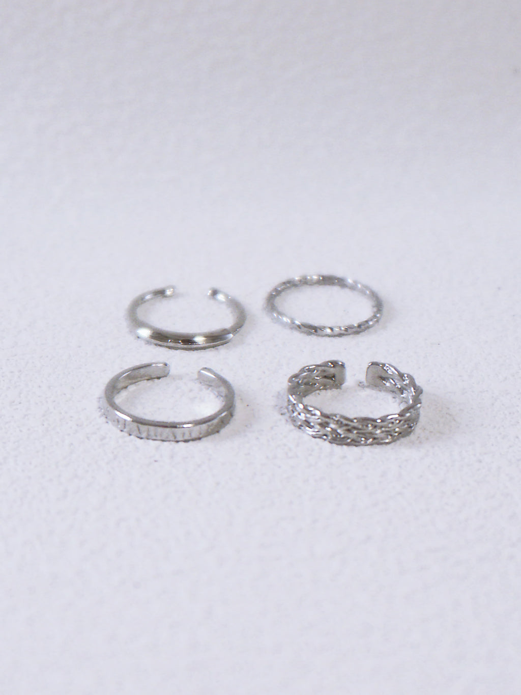 Essential Set – Minimalist Silver Band Ring Set of 4