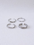 Essential Set – Minimalist Silver Band Ring Set of 4