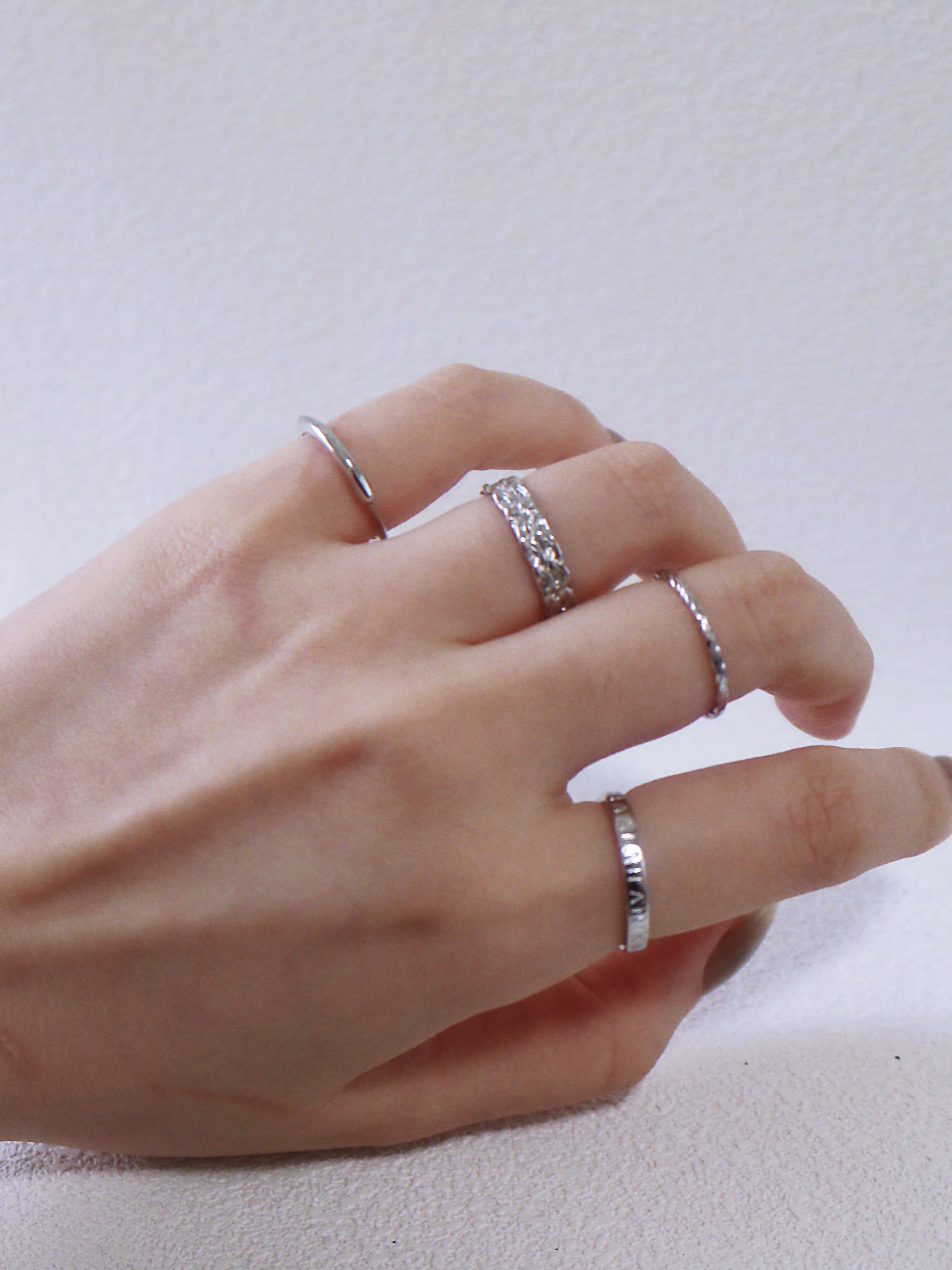 Essential Set – Minimalist Silver Band Ring Set of 4