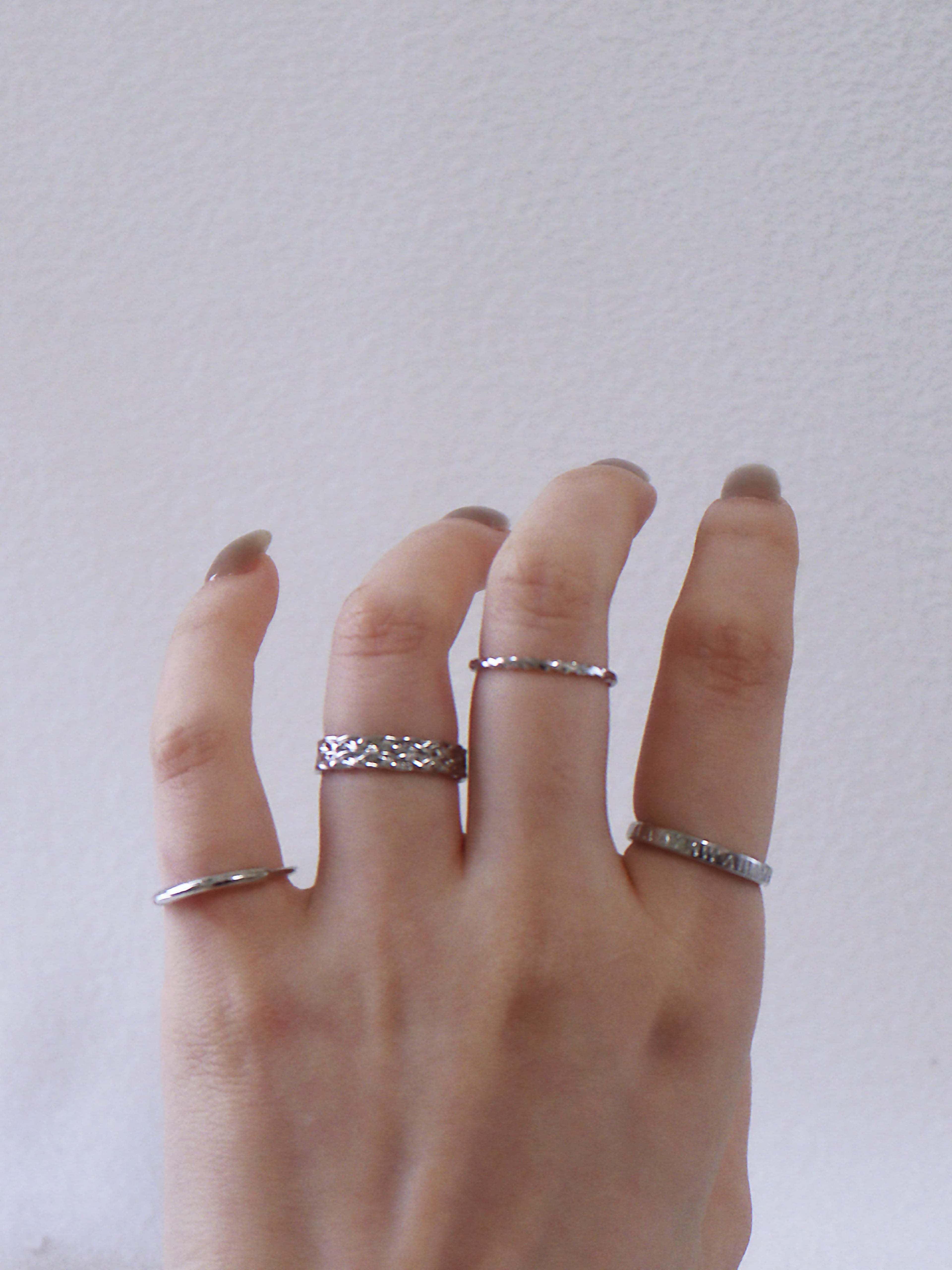 Essential Set – Minimalist Silver Band Ring Set of 4