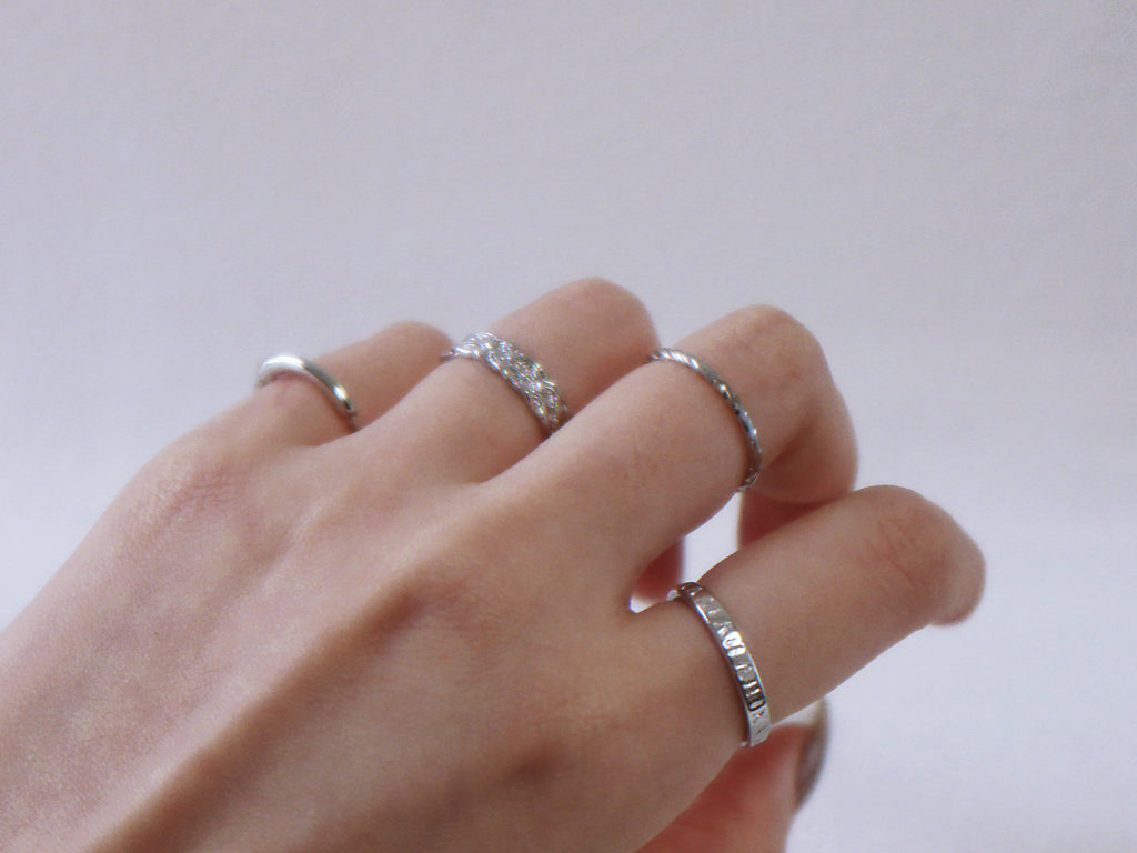Essential Set – Minimalist Silver Band Ring Set of 4