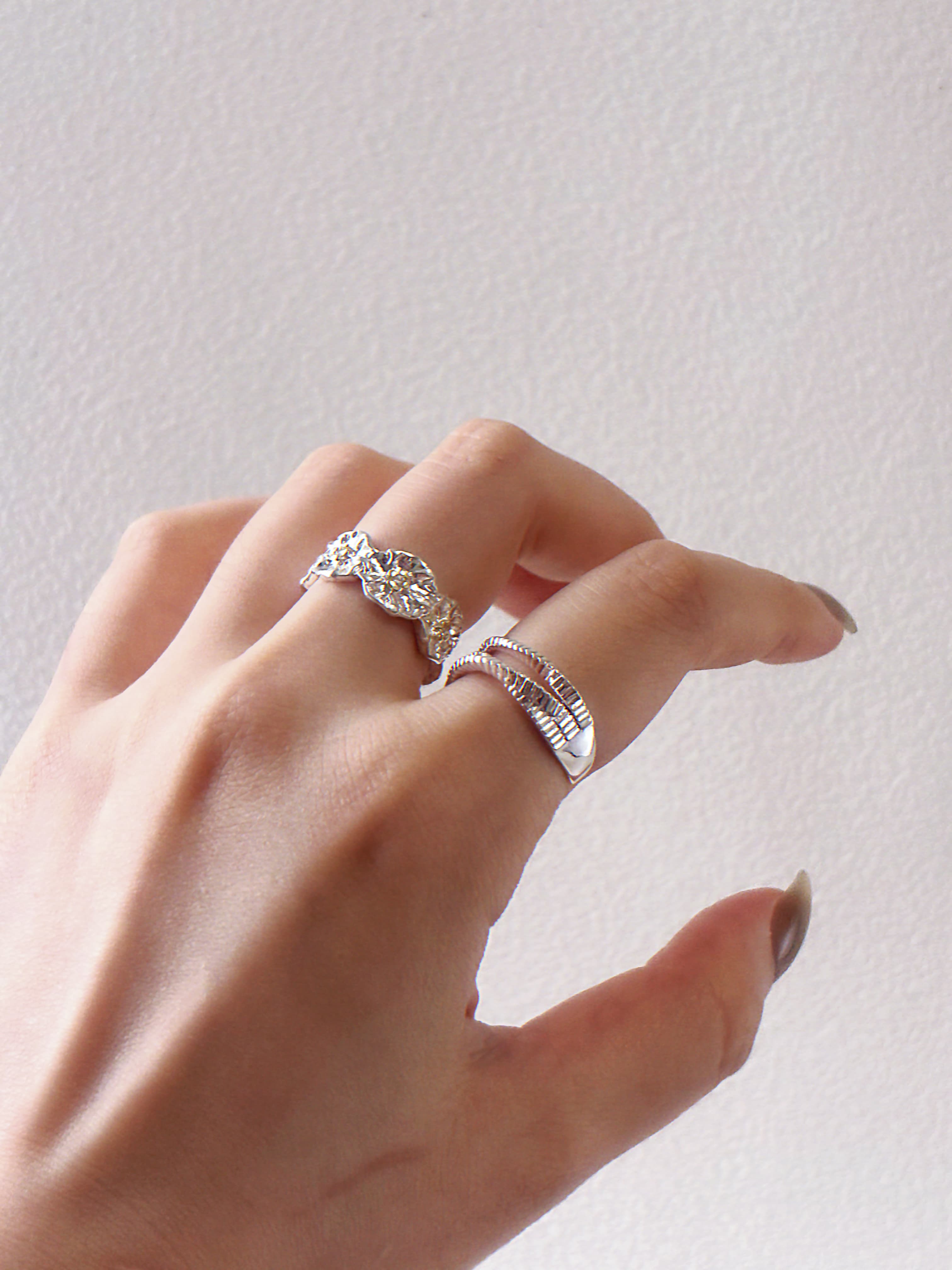 Irregular Floral – Stackable Twisted & Floral Ring Set of 2