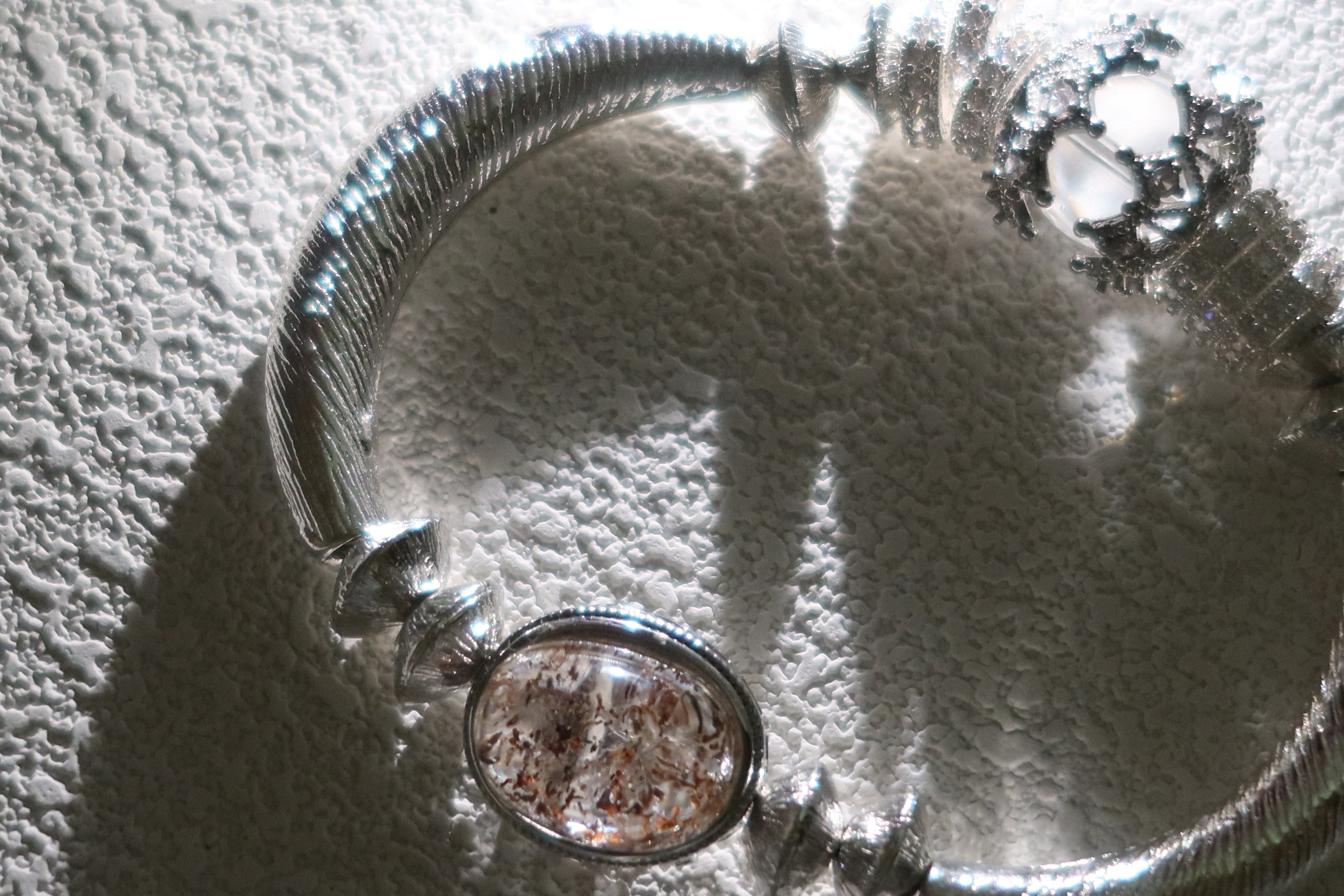 Dust of Mars – Vintage Court Bangle with Hematoid & Clear Quartz