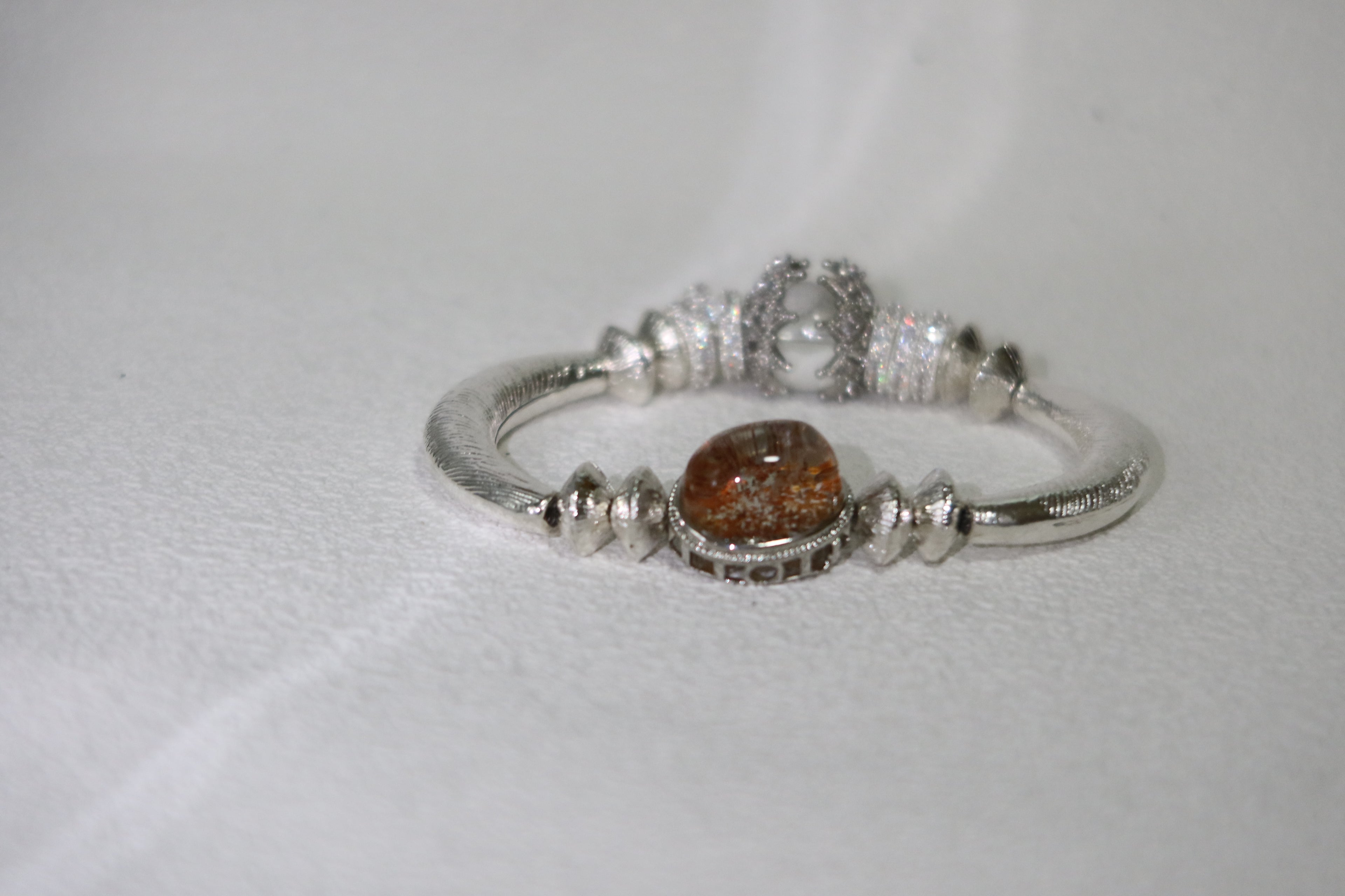 Dust of Mars – Vintage Court Bangle with Hematoid & Clear Quartz