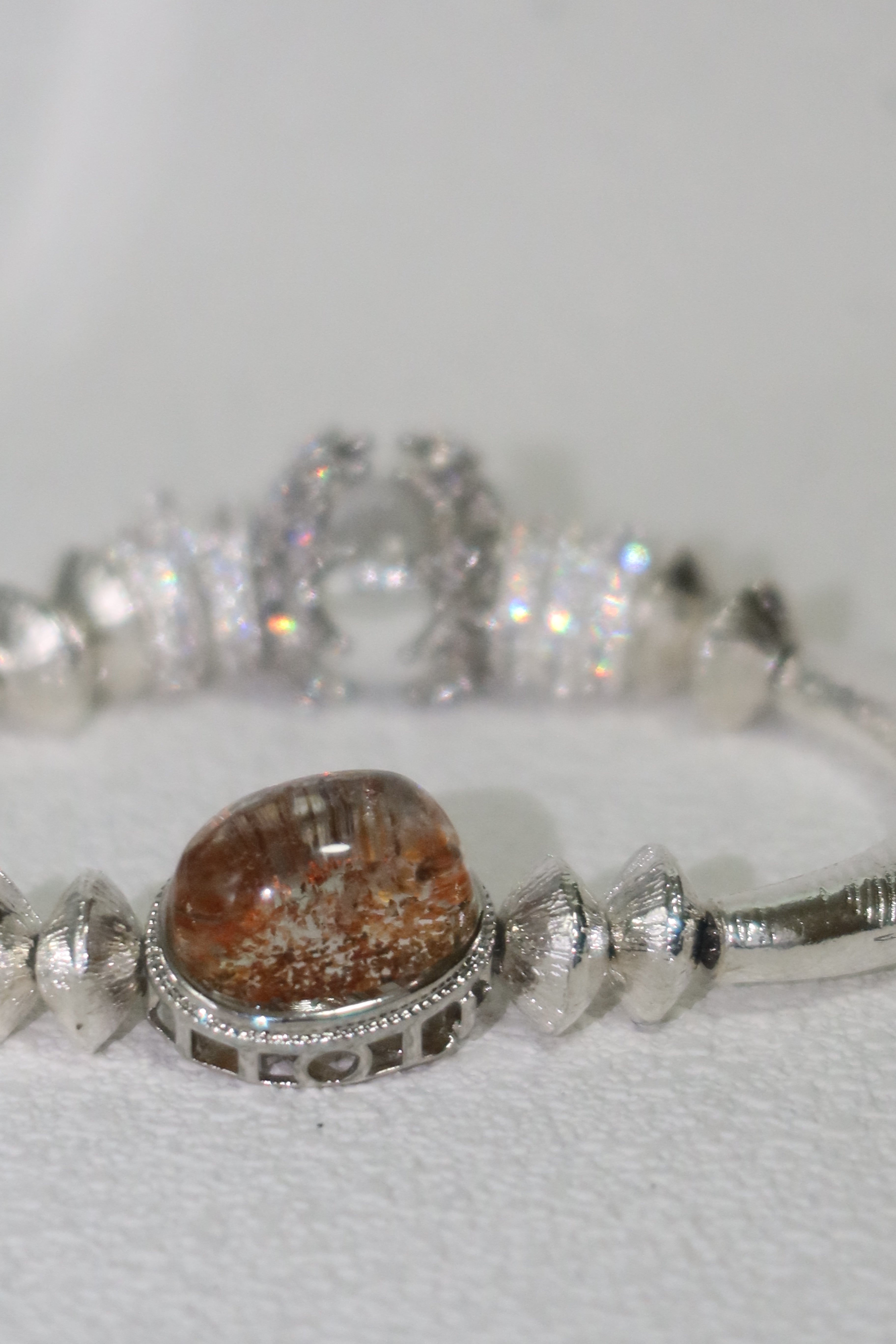 Dust of Mars – Vintage Court Bangle with Hematoid & Clear Quartz