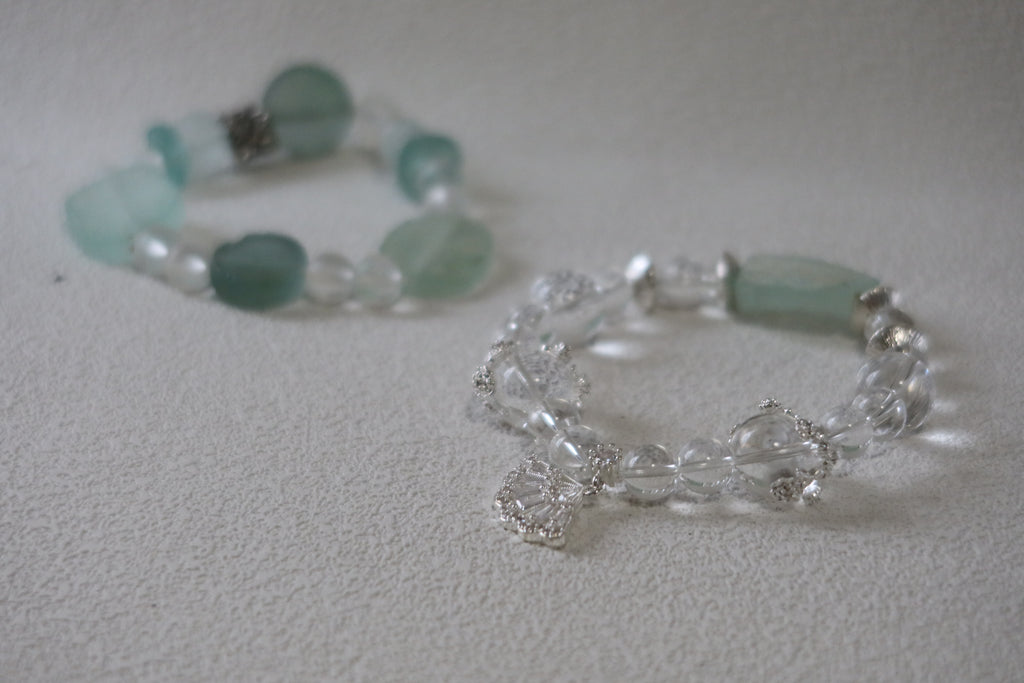 The Found Glacier – Natural Quartz & Roman-style Glass Bracelet