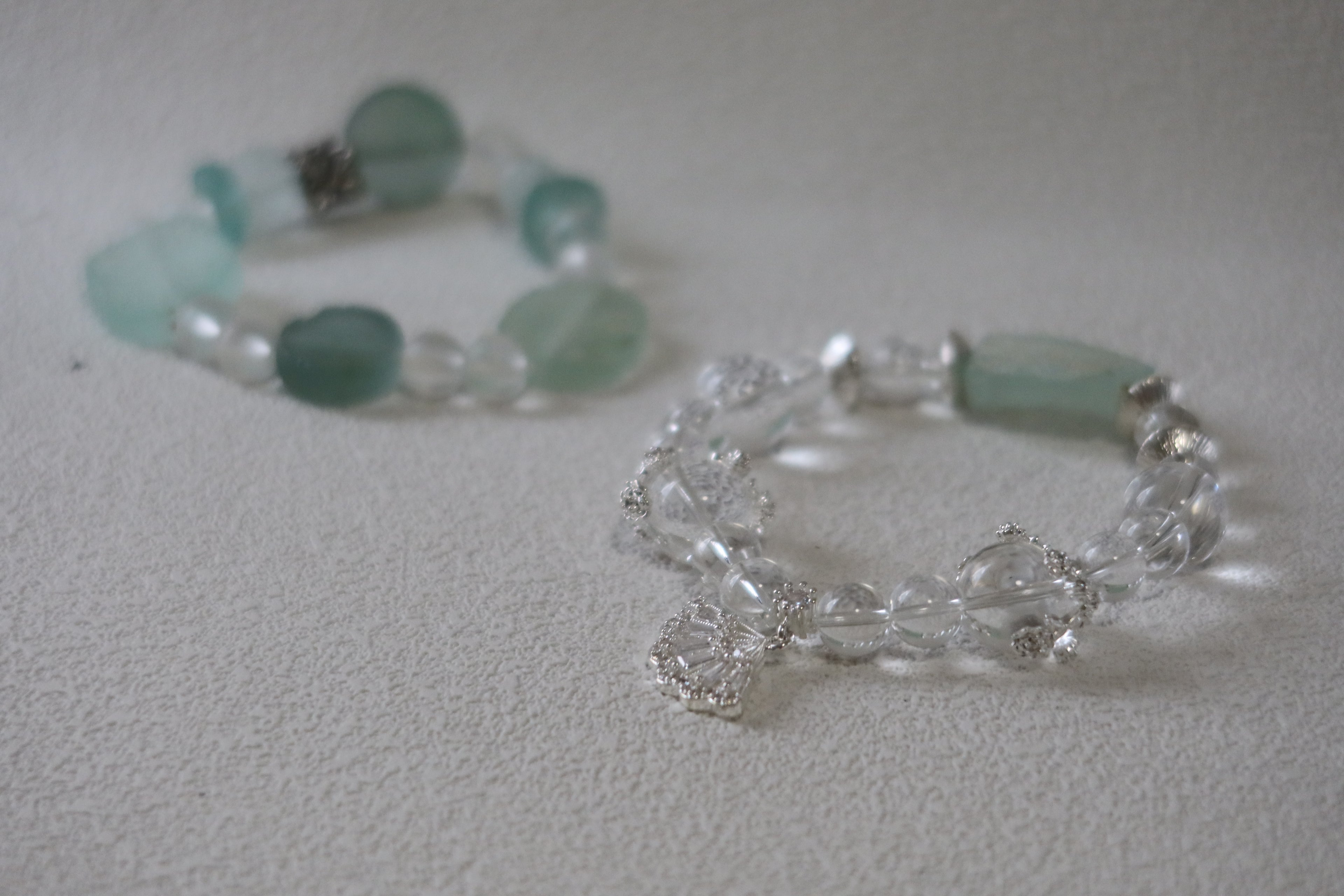 The Found Glacier – Natural Quartz & Roman-style Glass Bracelet