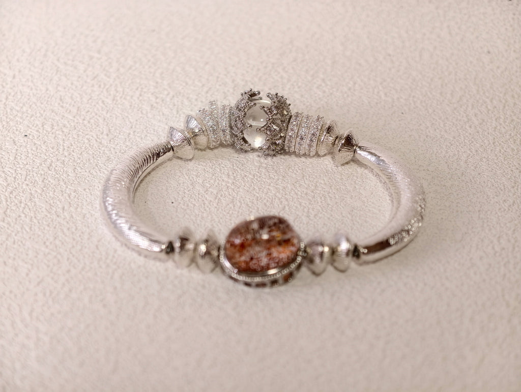 Dust of Mars – Vintage Court Bangle with Hematoid & Clear Quartz