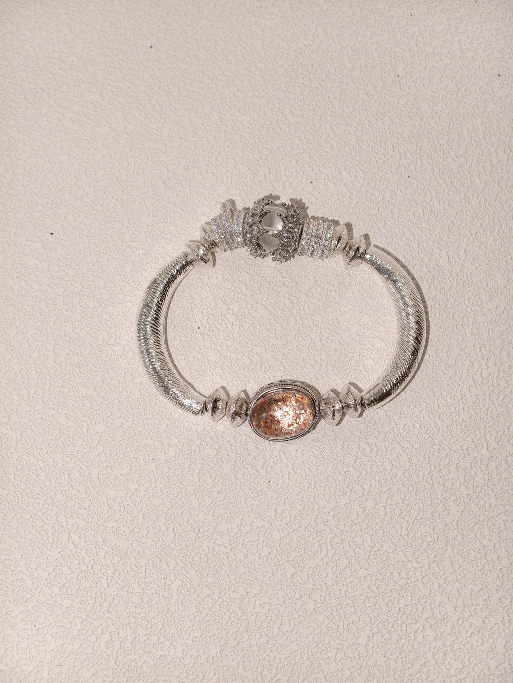 Dust of Mars – Vintage Court Bangle with Hematoid & Clear Quartz