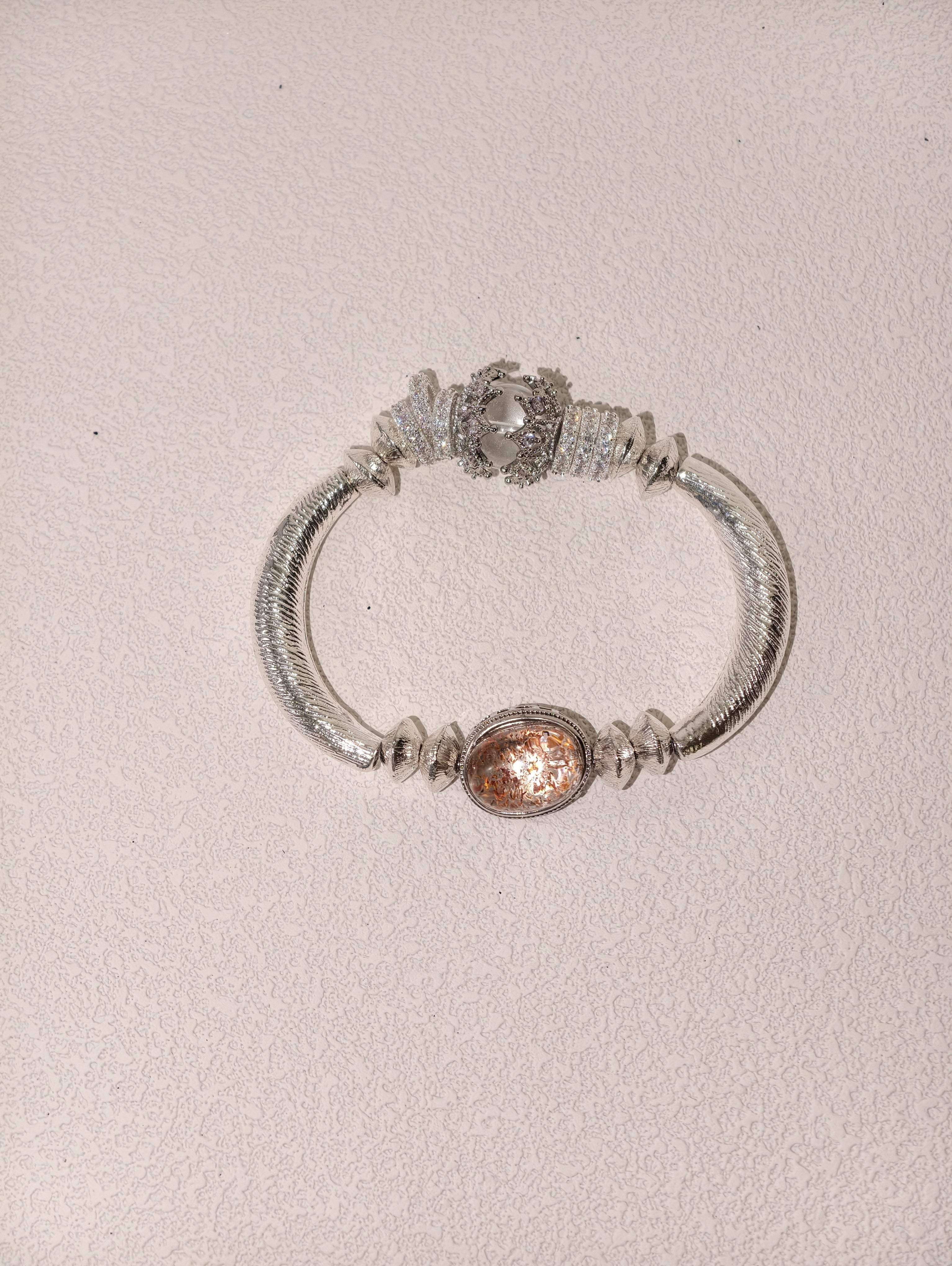 Dust of Mars – Vintage Court Bangle with Hematoid & Clear Quartz