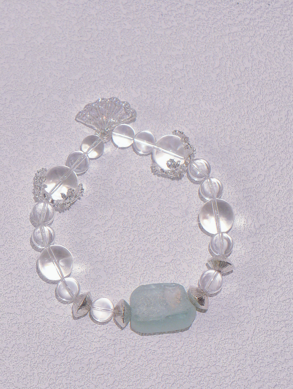The Found Glacier – Natural Quartz & Roman-style Glass Bracelet