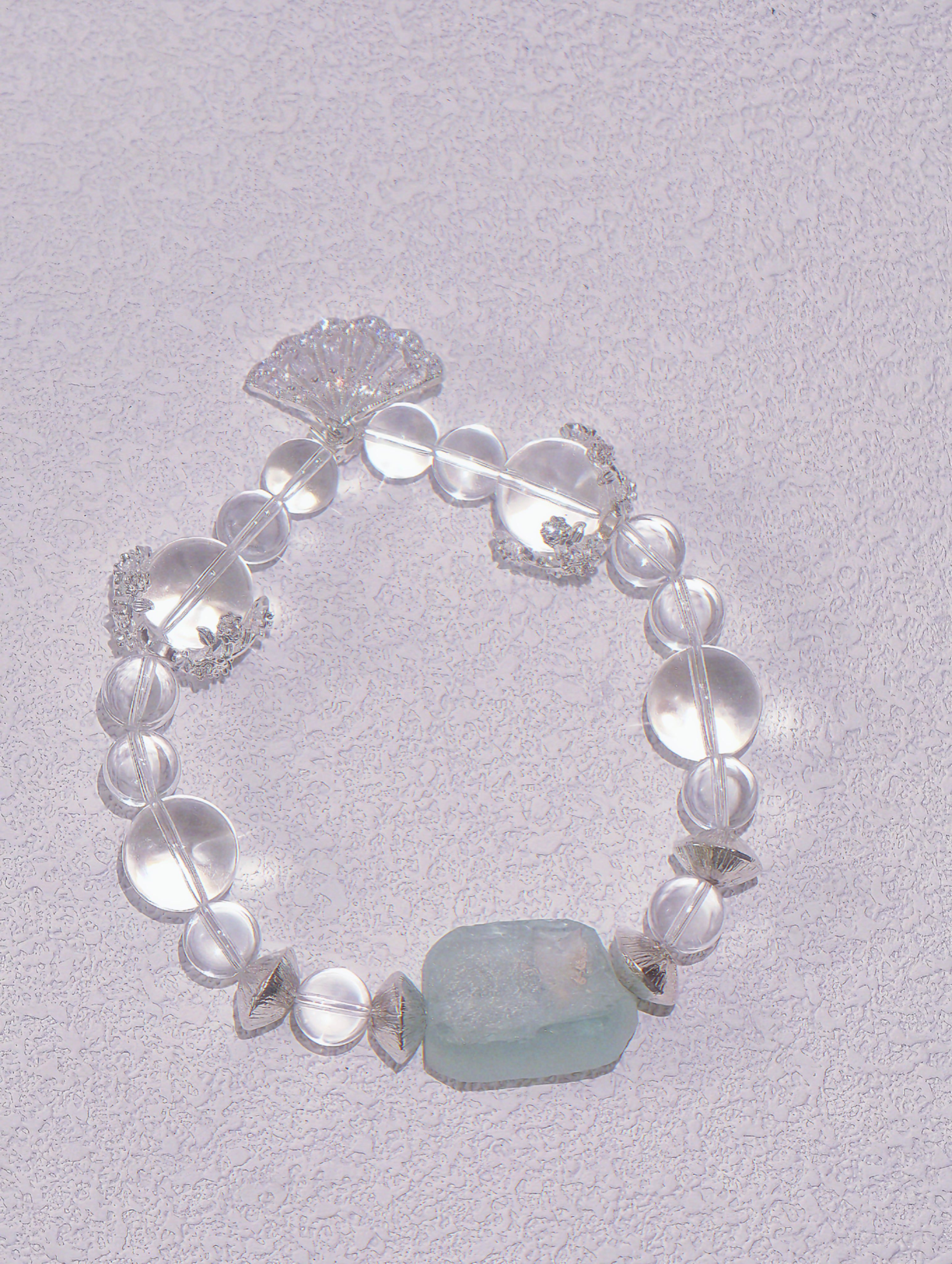 The Found Glacier – Natural Quartz & Roman-style Glass Bracelet