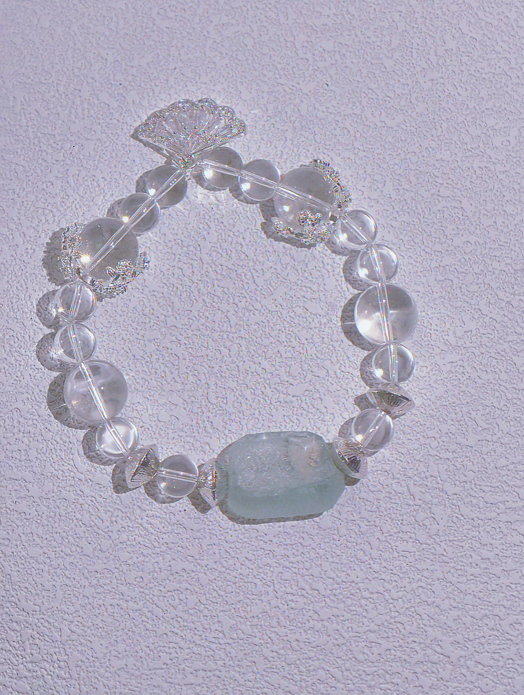 The Found Glacier – Natural Quartz & Roman-style Glass Bracelet