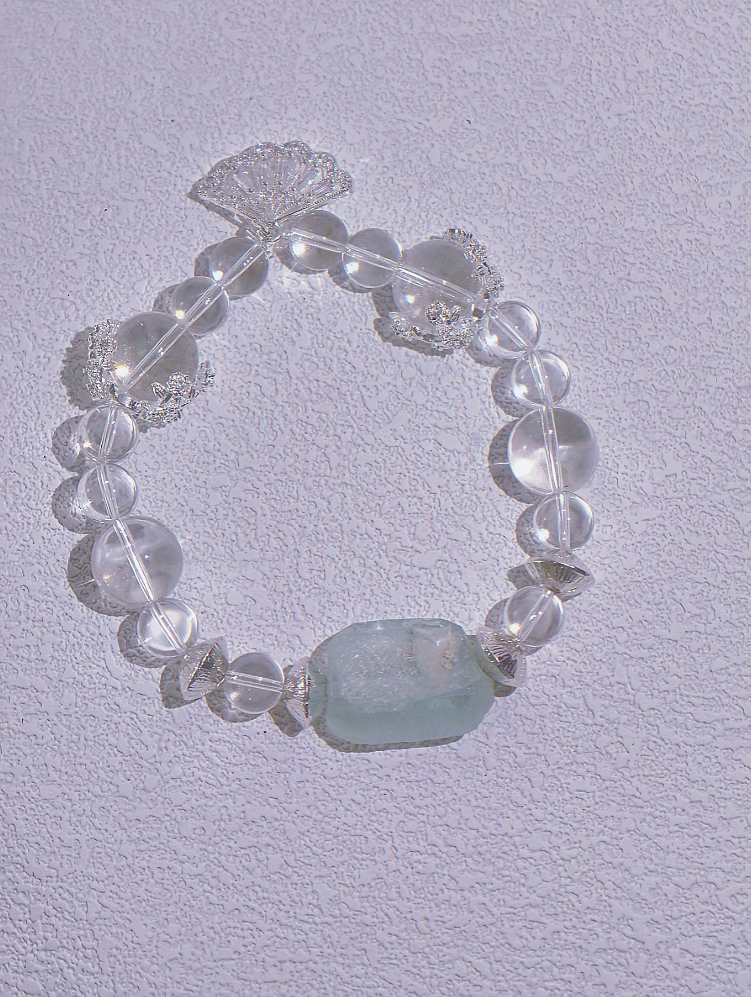 The Found Glacier – Natural Quartz & Roman-style Glass Bracelet