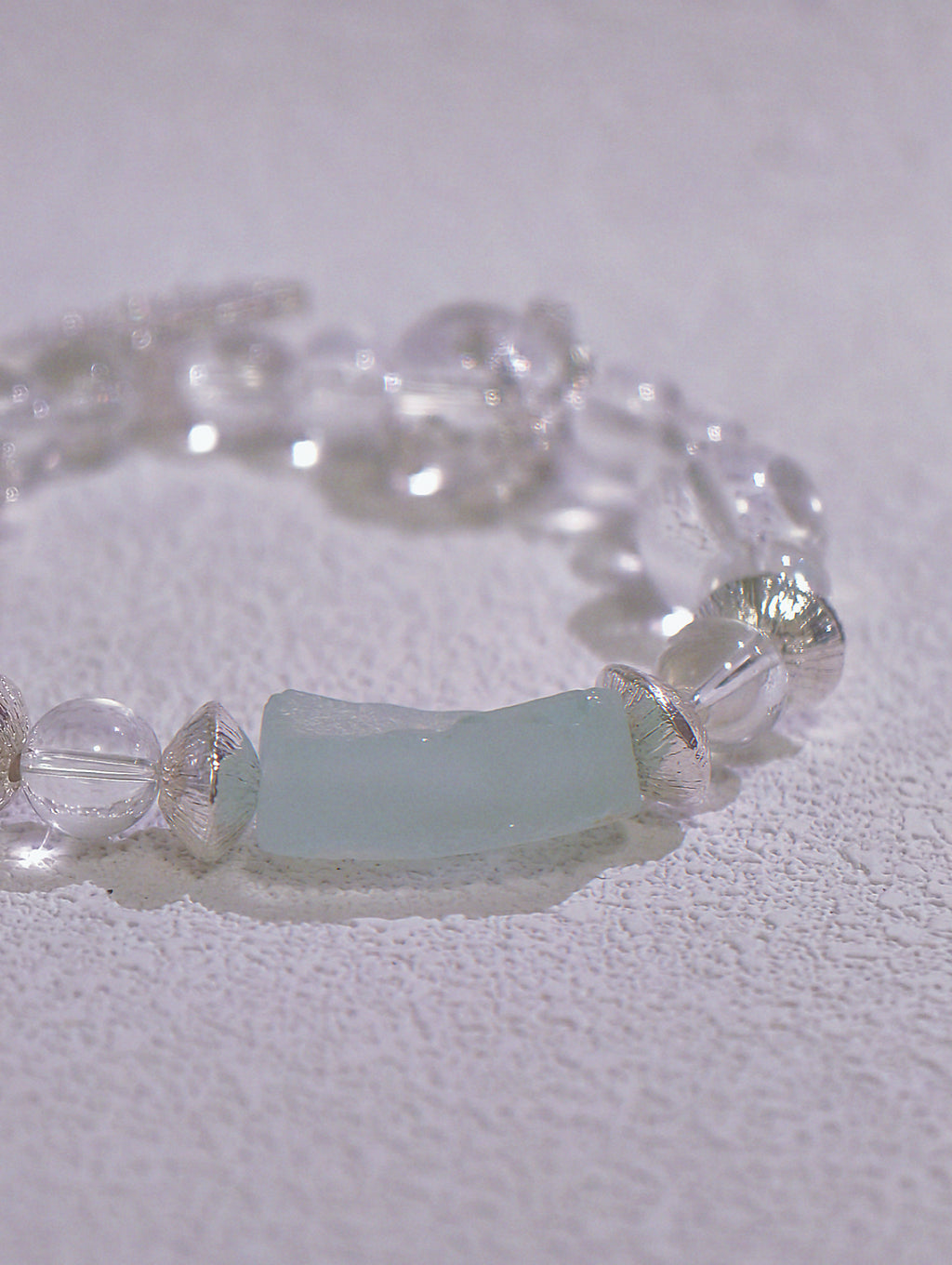 The Found Glacier – Natural Quartz & Roman-style Glass Bracelet