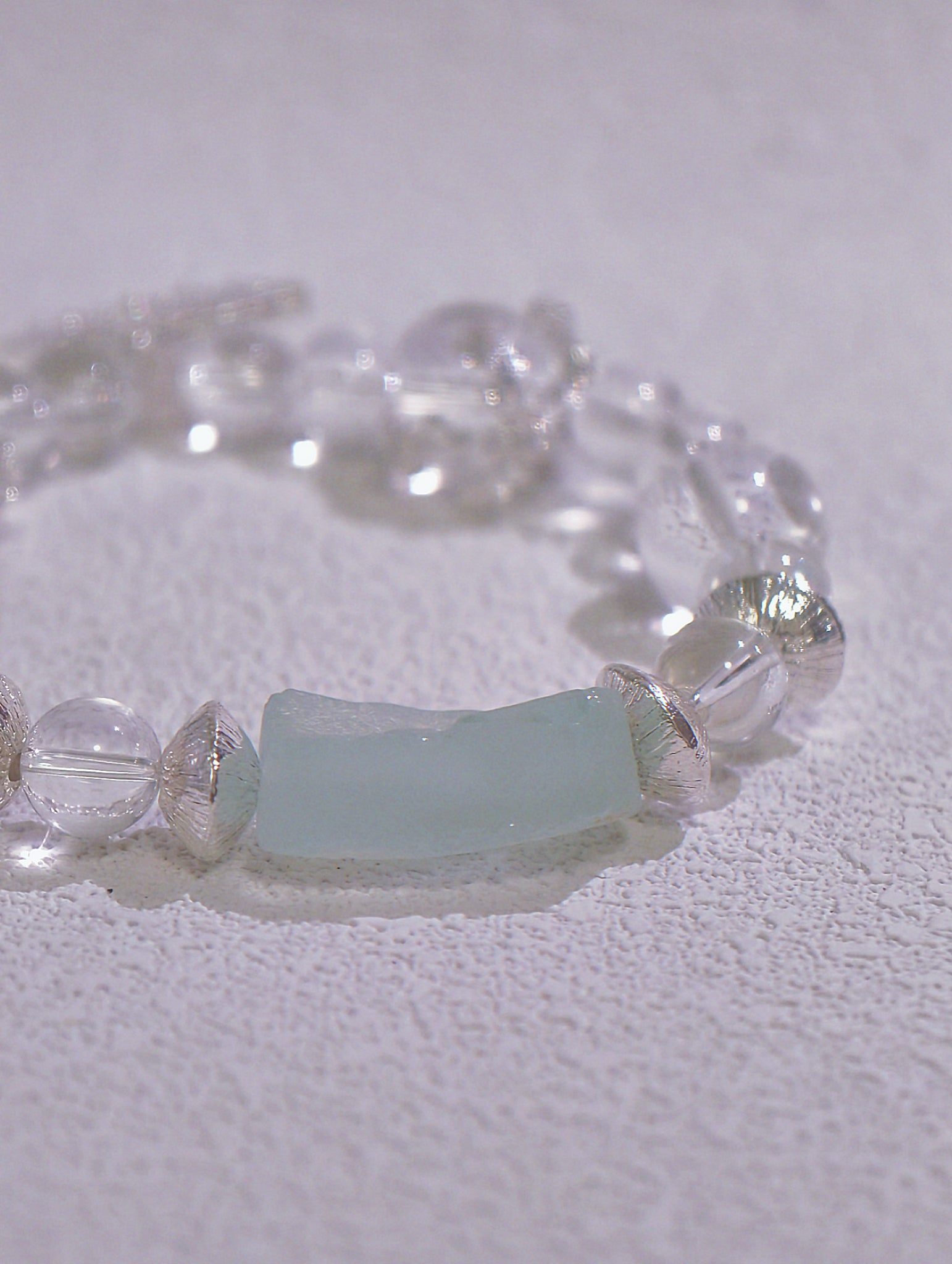 The Found Glacier – Natural Quartz & Roman-style Glass Bracelet