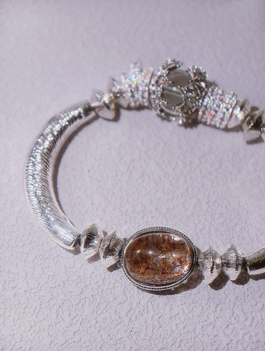 Dust of Mars – Vintage Court Bangle with Hematoid & Clear Quartz