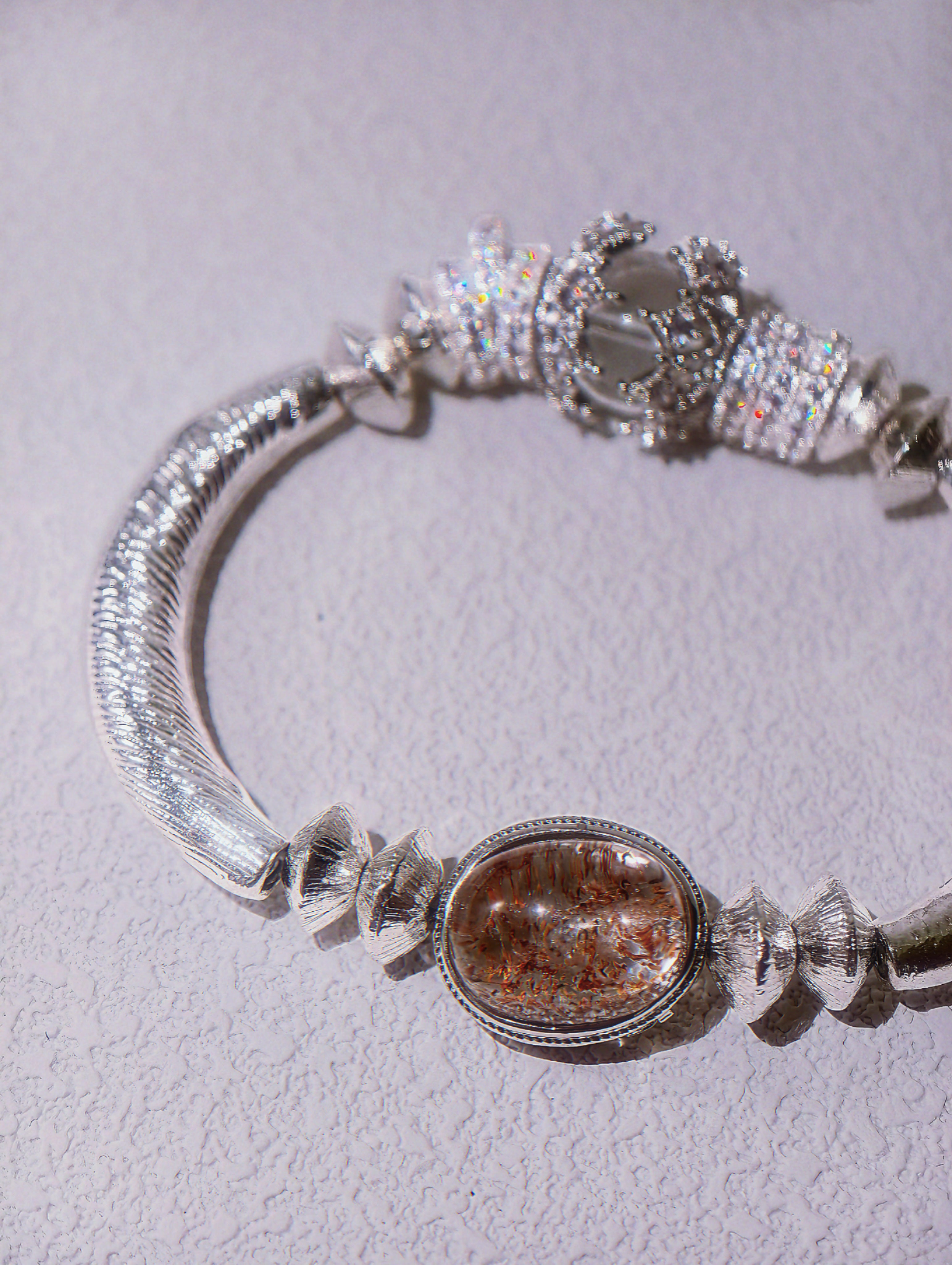Dust of Mars – Vintage Court Bangle with Hematoid & Clear Quartz