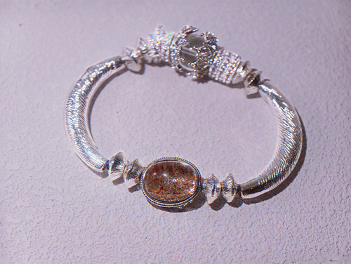 Dust of Mars – Vintage Court Bangle with Hematoid & Clear Quartz