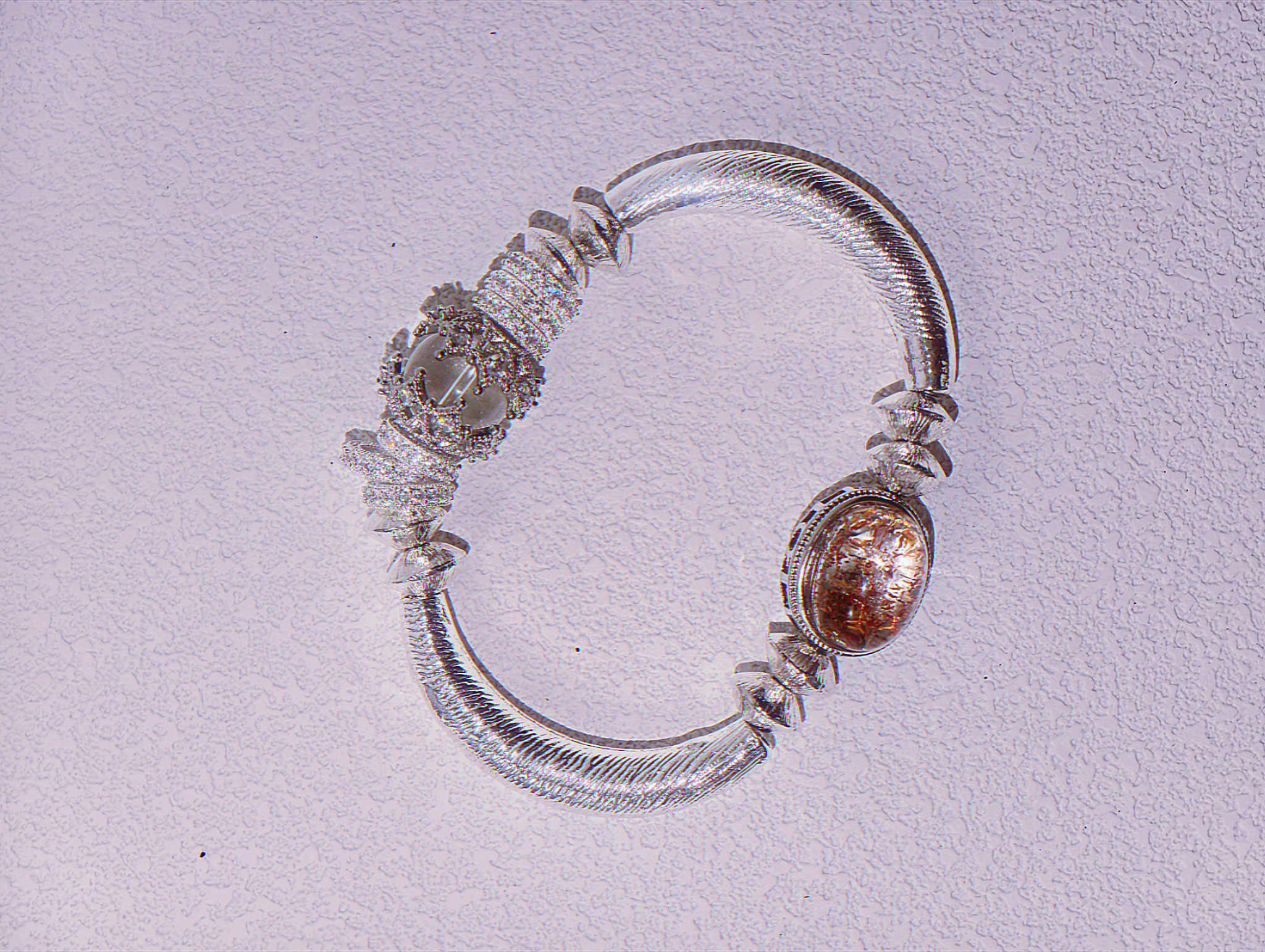 Dust of Mars – Vintage Court Bangle with Hematoid & Clear Quartz