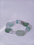 The Aegean Drift – Mint Glass & Miao-carved Cube Bracelet