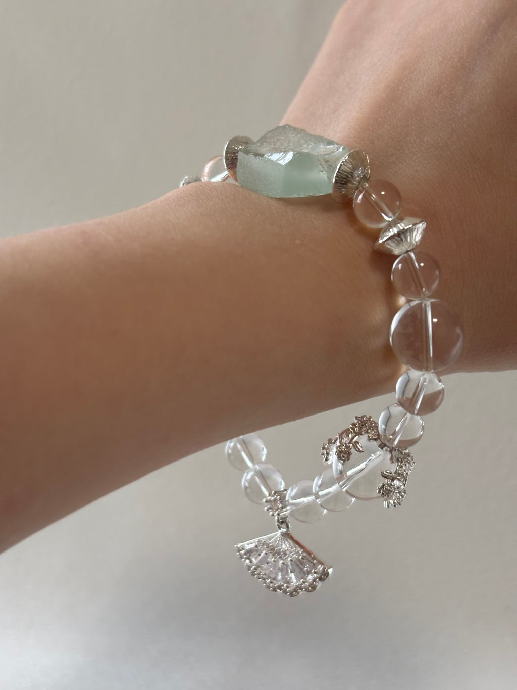 The Found Glacier – Natural Quartz & Roman-style Glass Bracelet