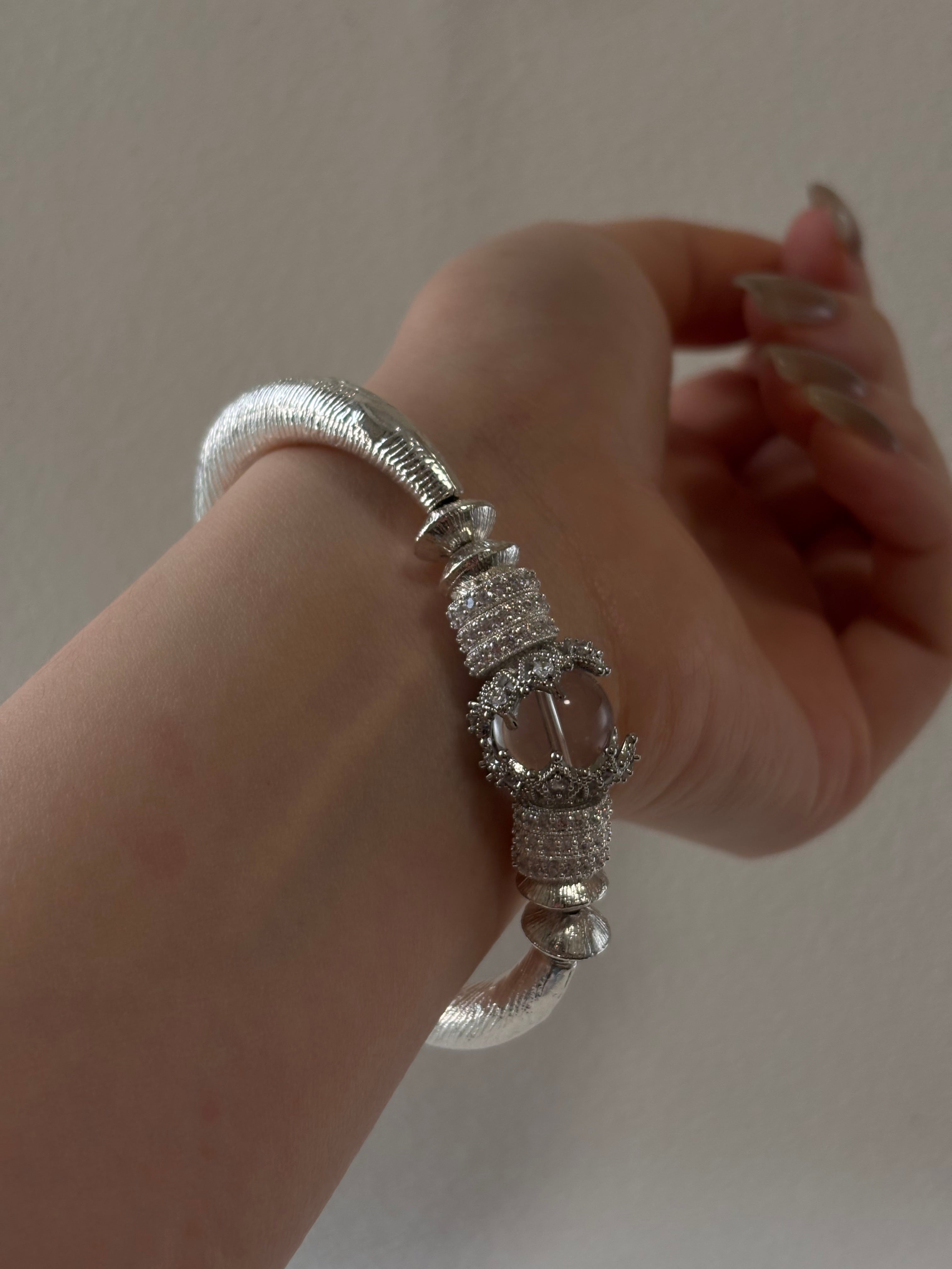 Dust of Mars – Vintage Court Bangle with Hematoid & Clear Quartz