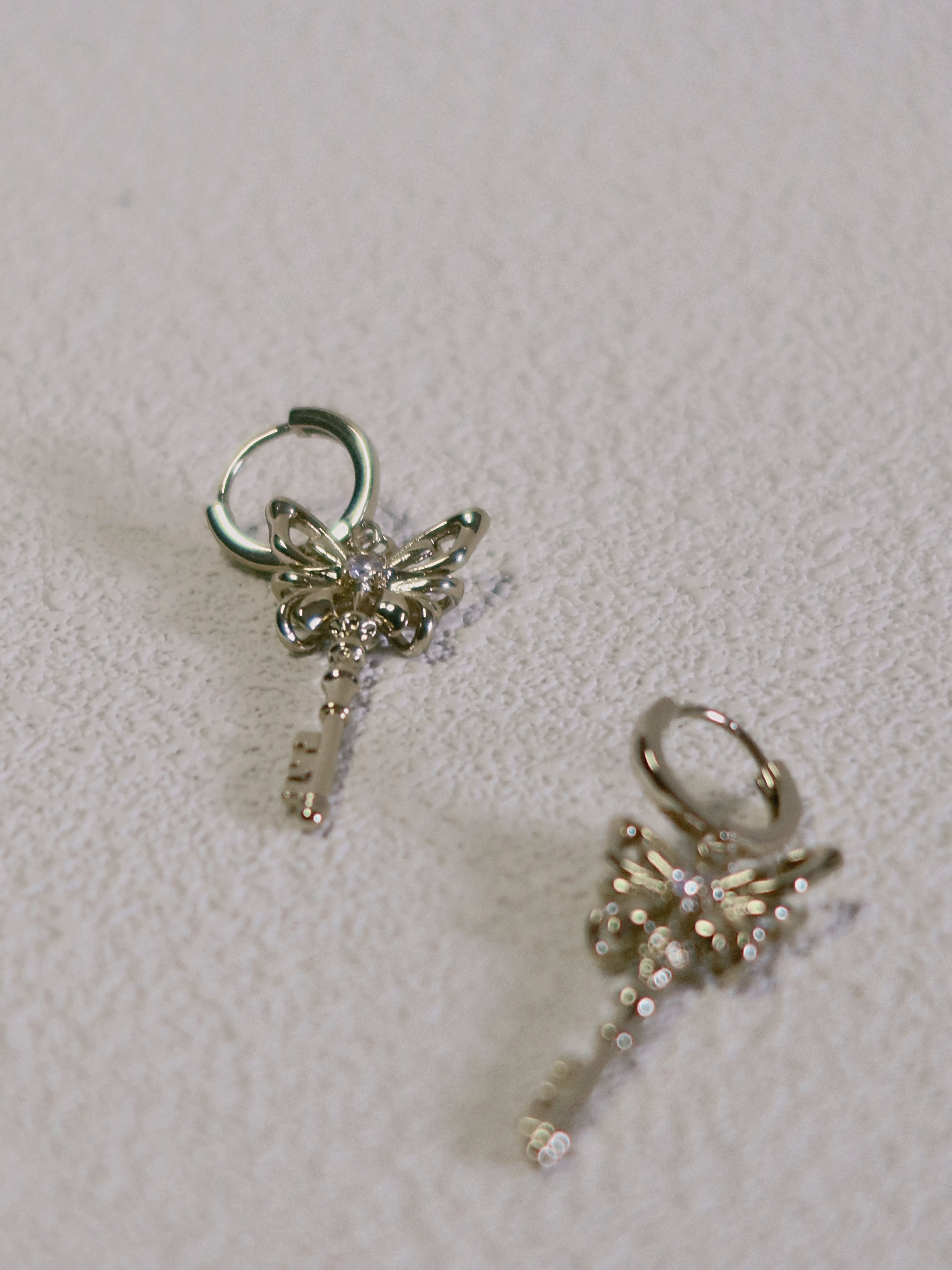 The Butterfly Key – Radiant Drop Earrings in 18K Gold Plated Eco Brass