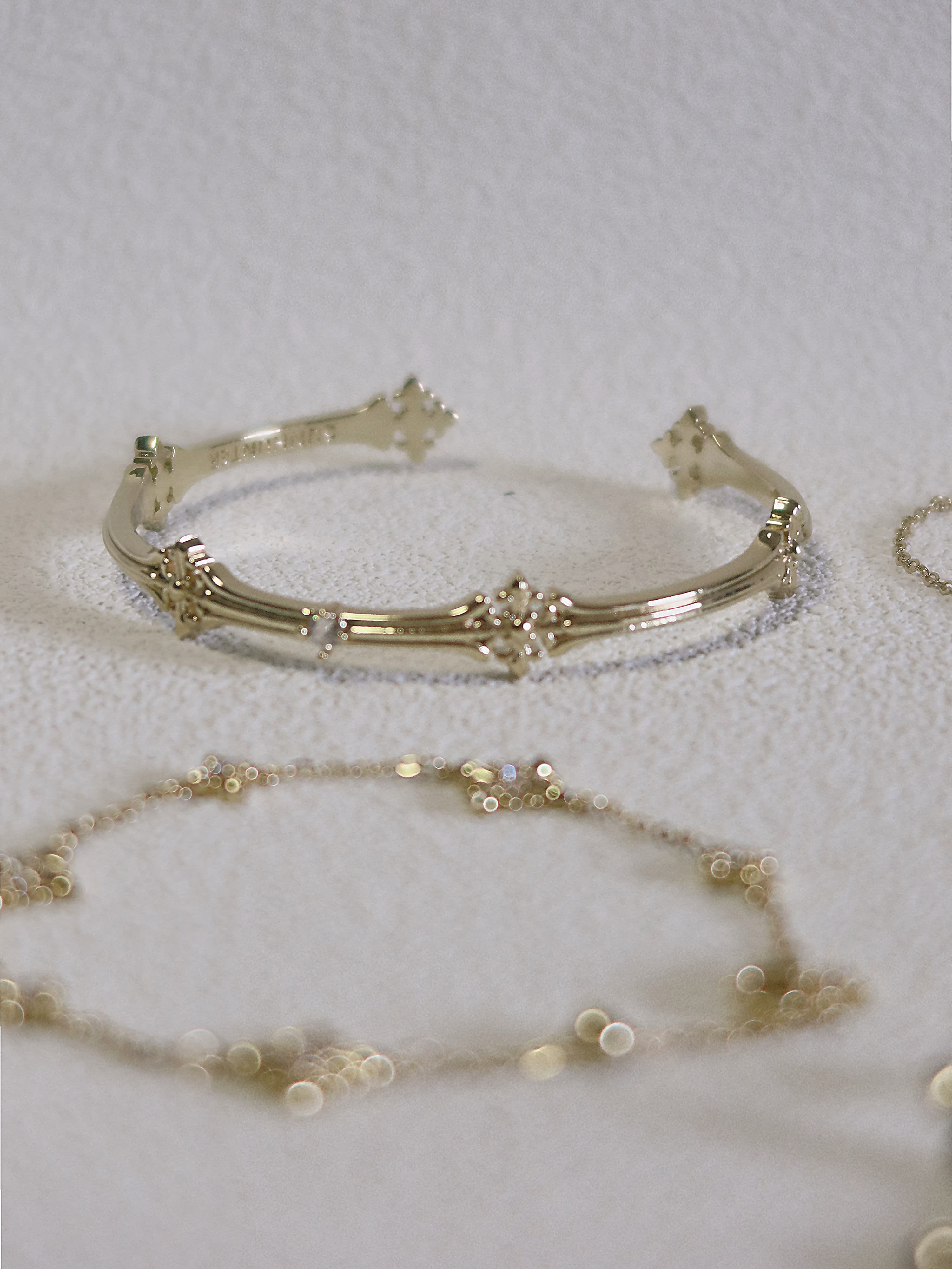 The Golden Iris – Architectural Cuff Bangle in 18K Gold Plated Eco Brass