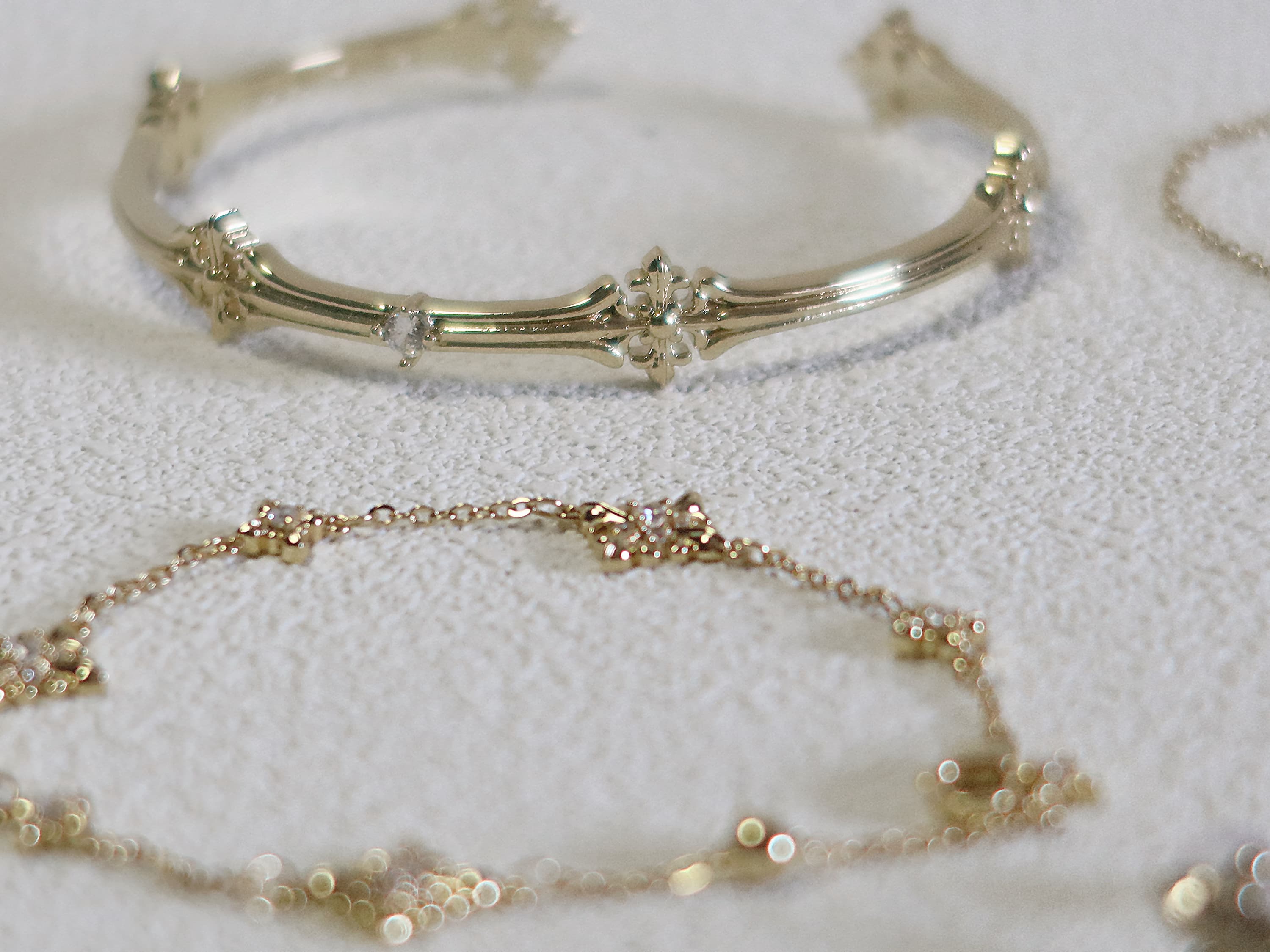 The Golden Iris – Delicate Charm Bracelet in 18K Gold Plated Eco Brass