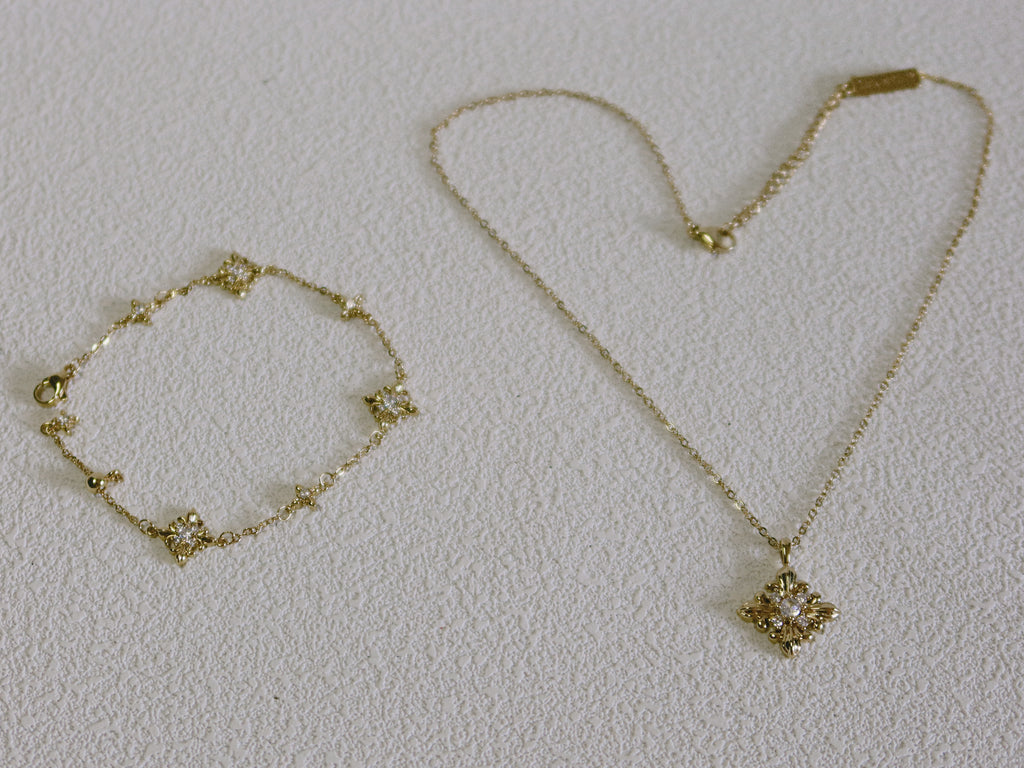 The Golden Iris – Radiant Pendant Necklace in 18K Gold Plated Eco Brass