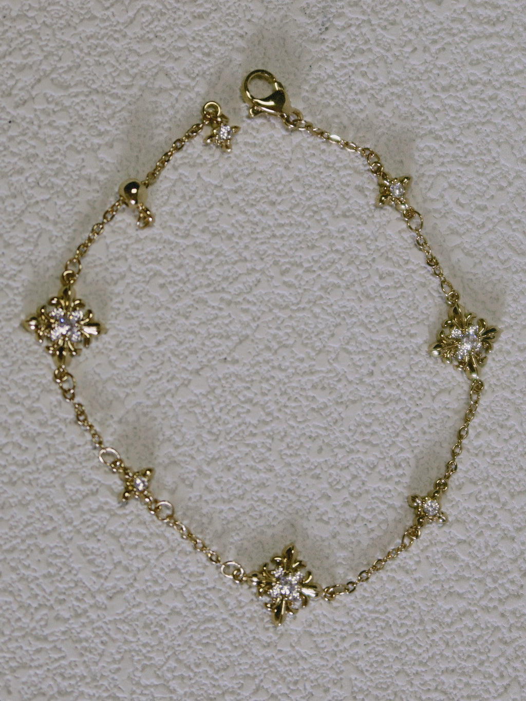 The Golden Iris – Delicate Charm Bracelet in 18K Gold Plated Eco Brass