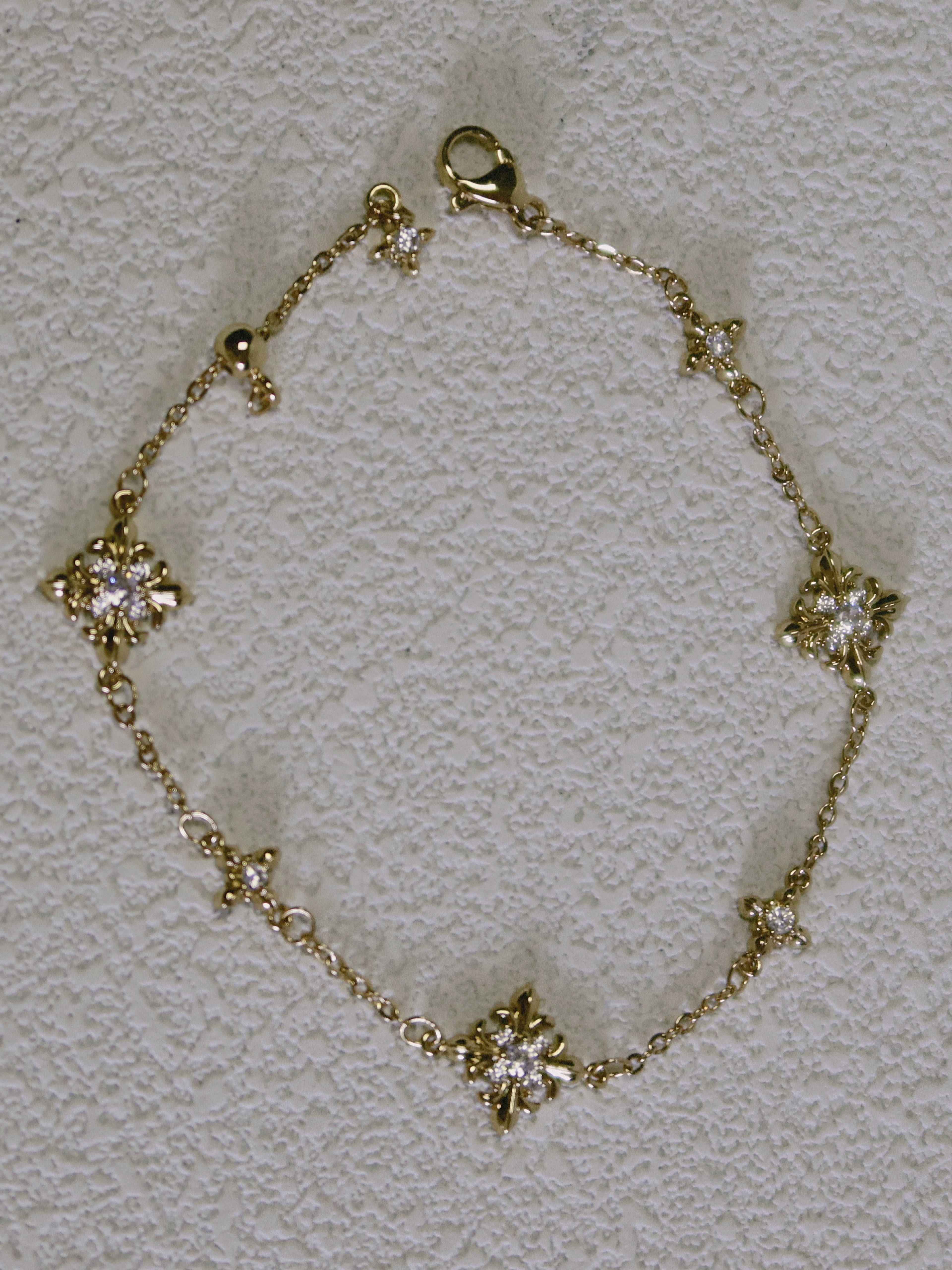 The Golden Iris – Delicate Charm Bracelet in 18K Gold Plated Eco Brass
