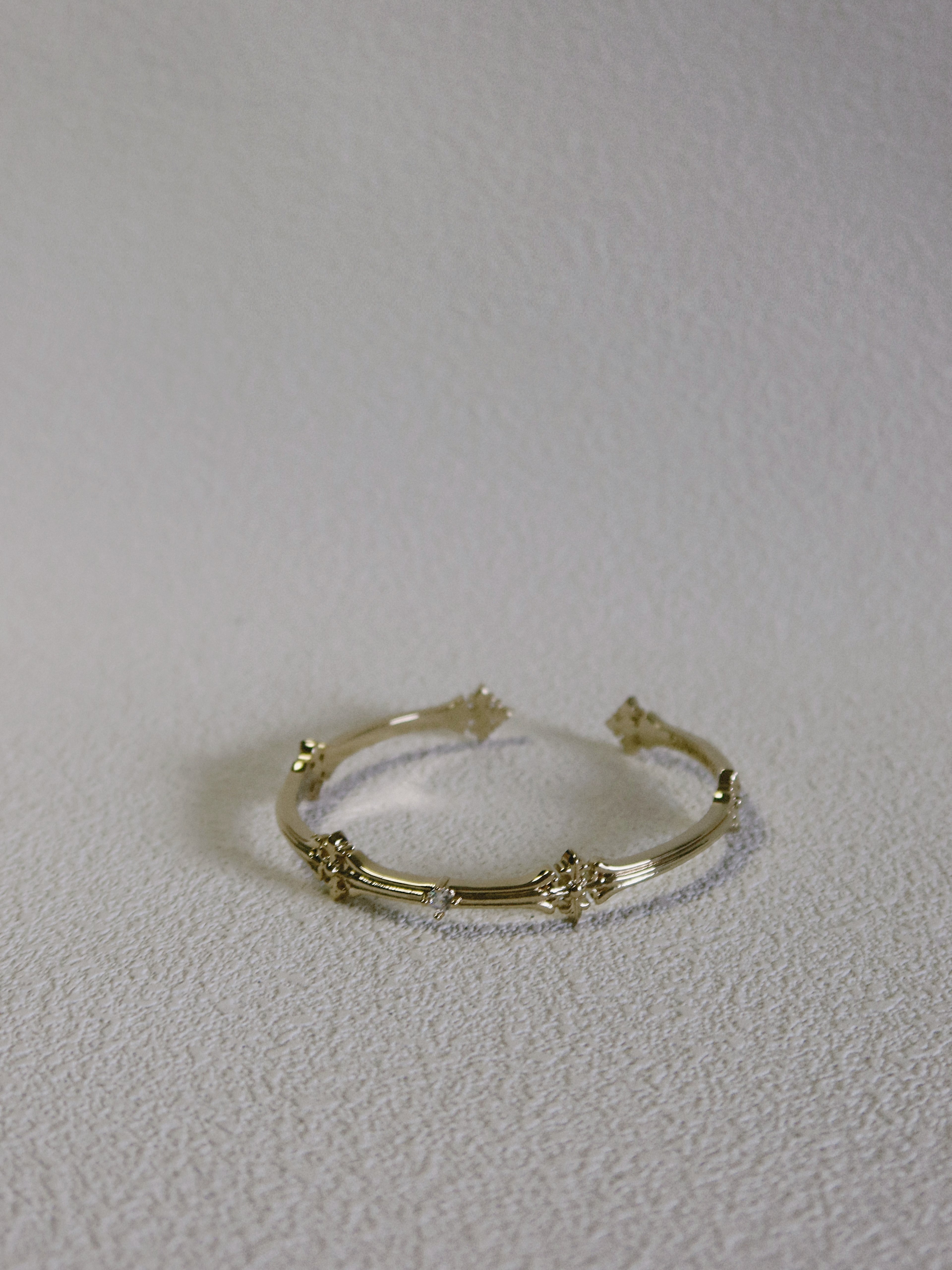 The Golden Iris – Architectural Cuff Bangle in 18K Gold Plated Eco Brass