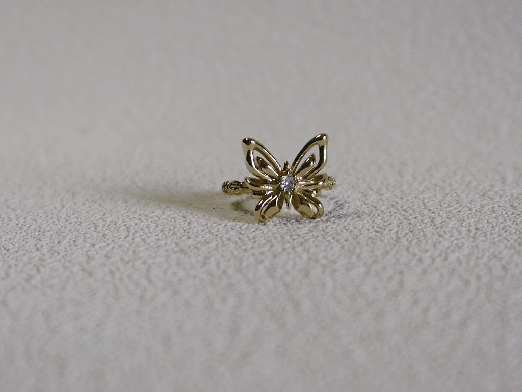 The Butterfly Key – 3D Openwork Ring in 18K Gold Plated Eco Brass