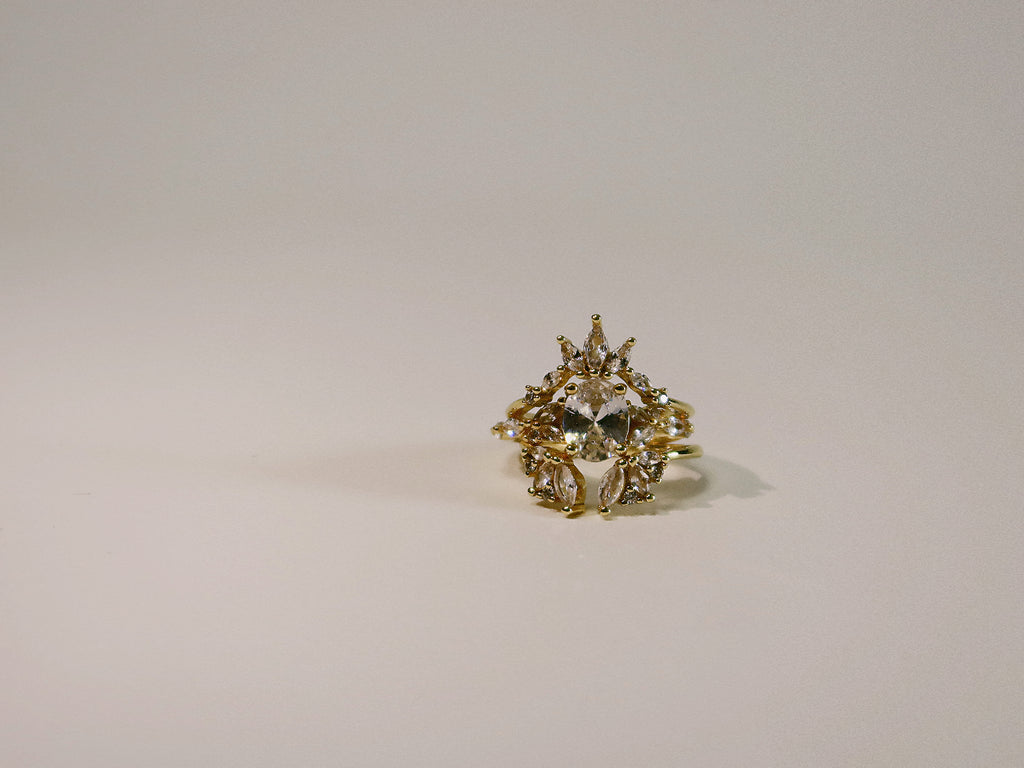 The Sovereign Trinity: The Oculus — Gold Plated Eco-Brass Oval Solitaire Cubic Zirconia Ring
