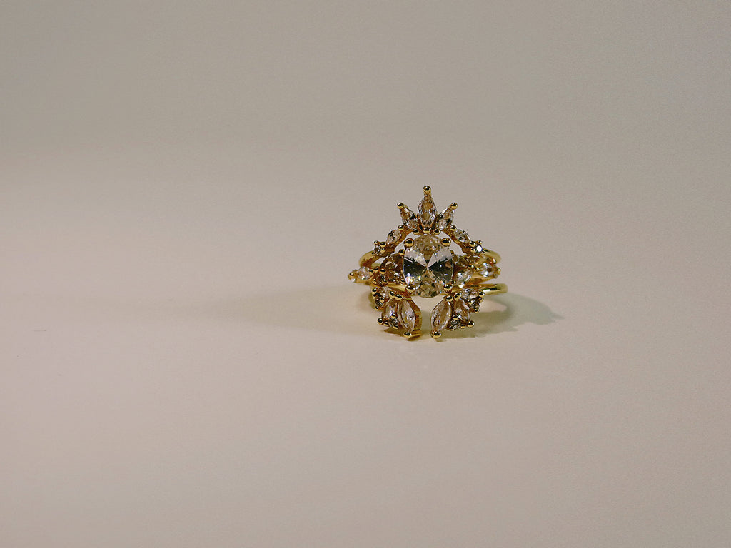 The Sovereign Trinity: The Oculus — Gold Plated Eco-Brass Oval Solitaire Cubic Zirconia Ring