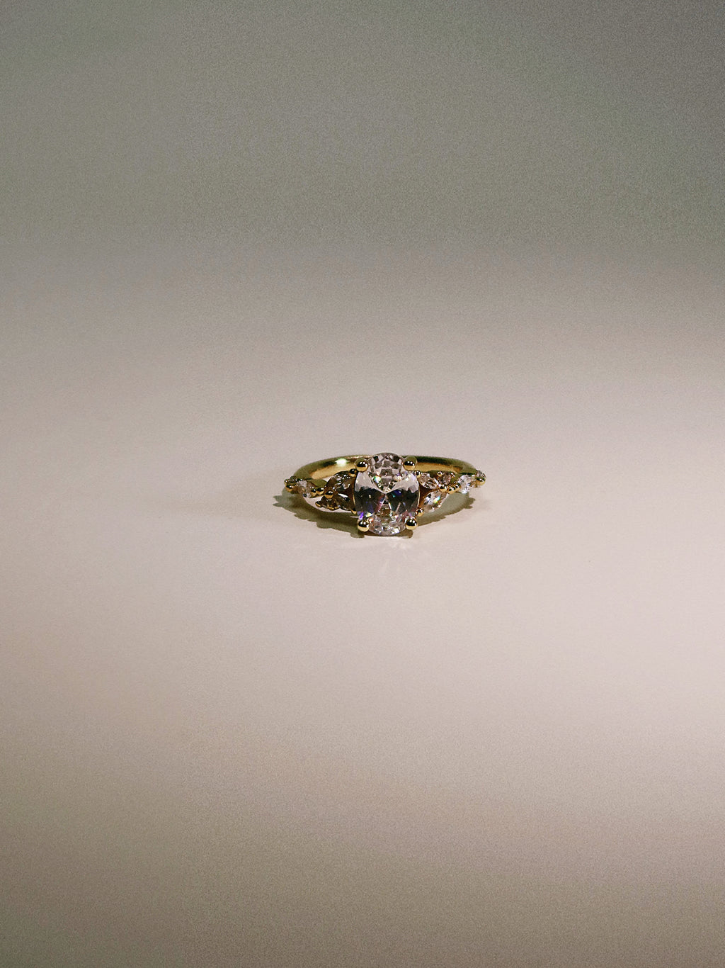 The Sovereign Trinity: The Oculus — Gold Plated Eco-Brass Oval Solitaire Cubic Zirconia Ring