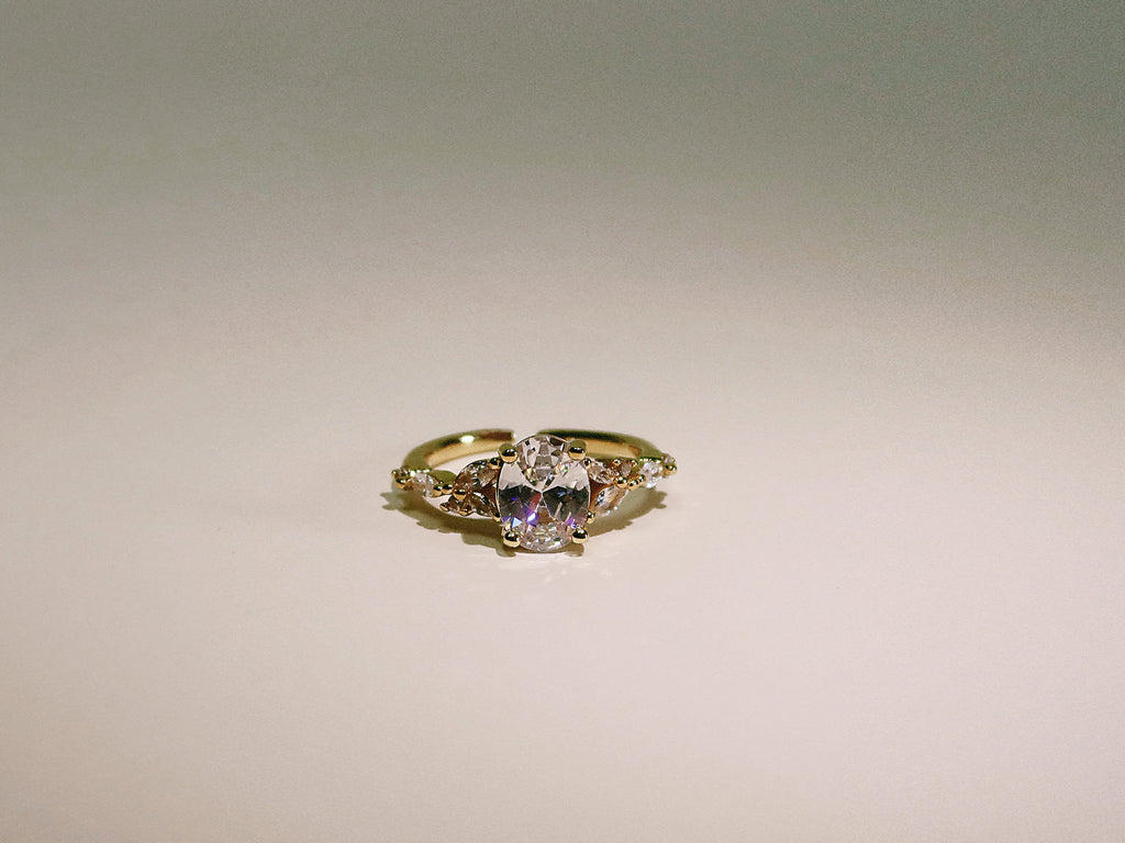 The Sovereign Trinity: The Oculus — Gold Plated Eco-Brass Oval Solitaire Cubic Zirconia Ring