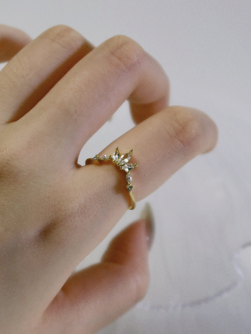 The Sovereign Trinity: The Crown — Gold Plated Eco-Brass Marquise Cubic Zirconia Ring