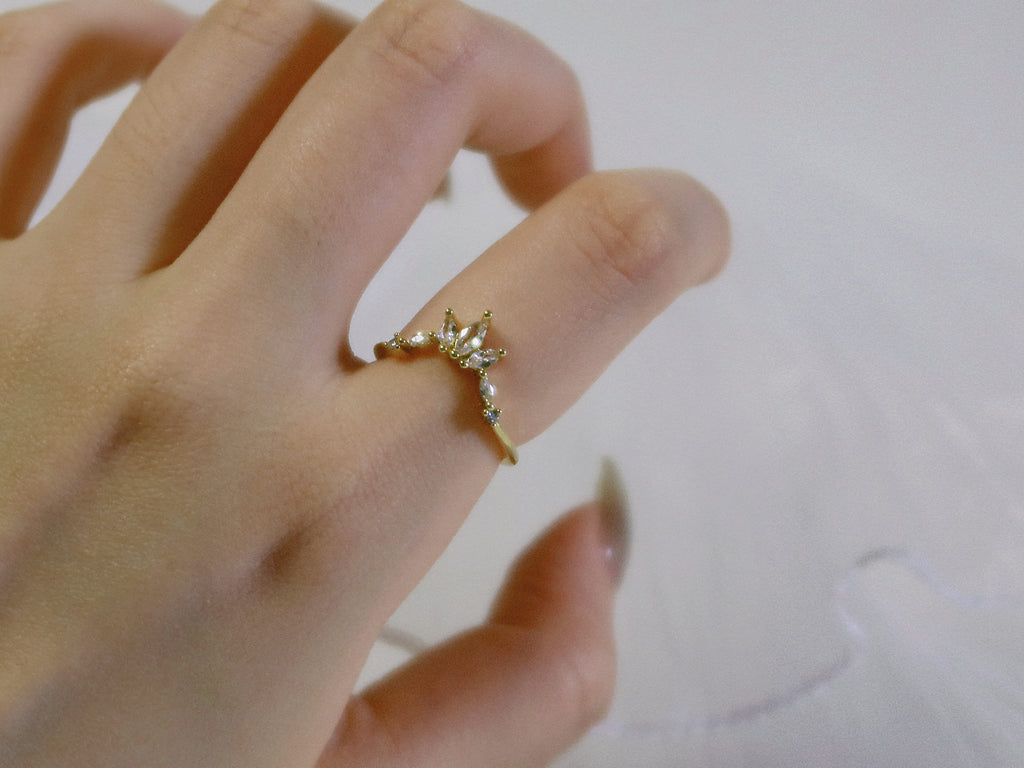 The Sovereign Trinity: The Crown — Gold Plated Eco-Brass Marquise Cubic Zirconia Ring