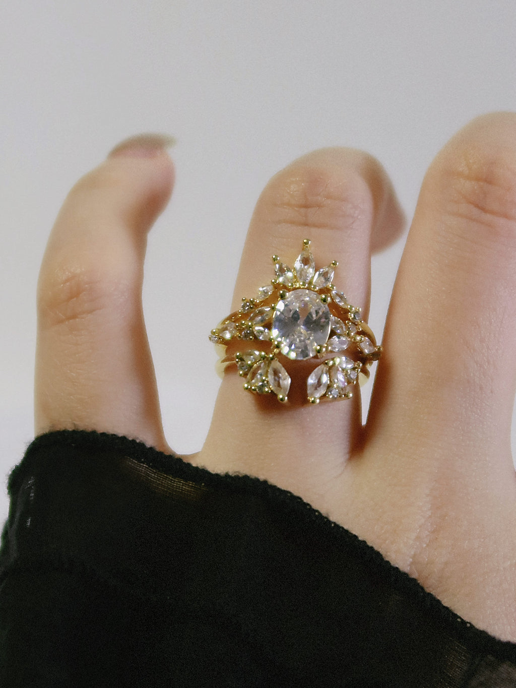 The Sovereign Trinity: The Oculus — Gold Plated Eco-Brass Oval Solitaire Cubic Zirconia Ring