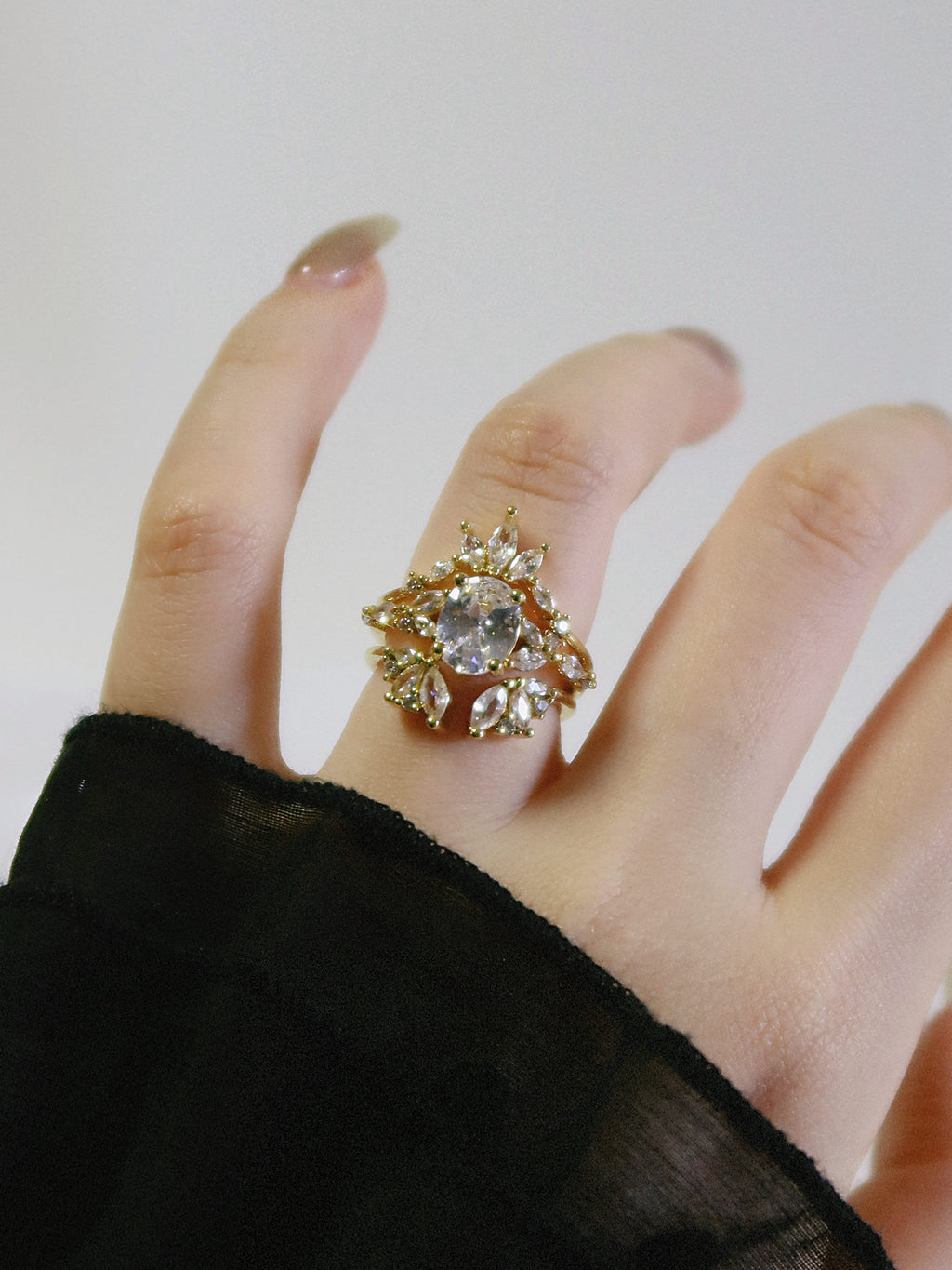 The Sovereign Trinity: The Oculus — Gold Plated Eco-Brass Oval Solitaire Cubic Zirconia Ring