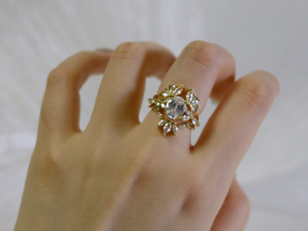 The Sovereign Trinity: The Oculus — Gold Plated Eco-Brass Oval Solitaire Cubic Zirconia Ring